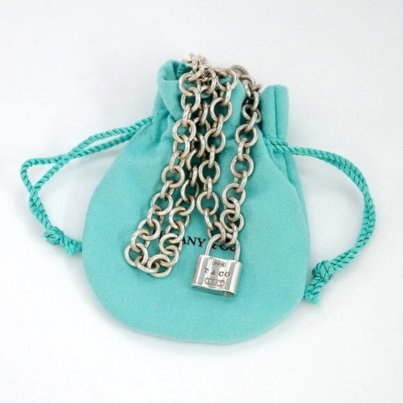 Tiffany & Co. 1837 Padlock Lock Chain Necklace 16" Silver 925 Auth w/Bag #8951 - Picture 7 of 7
